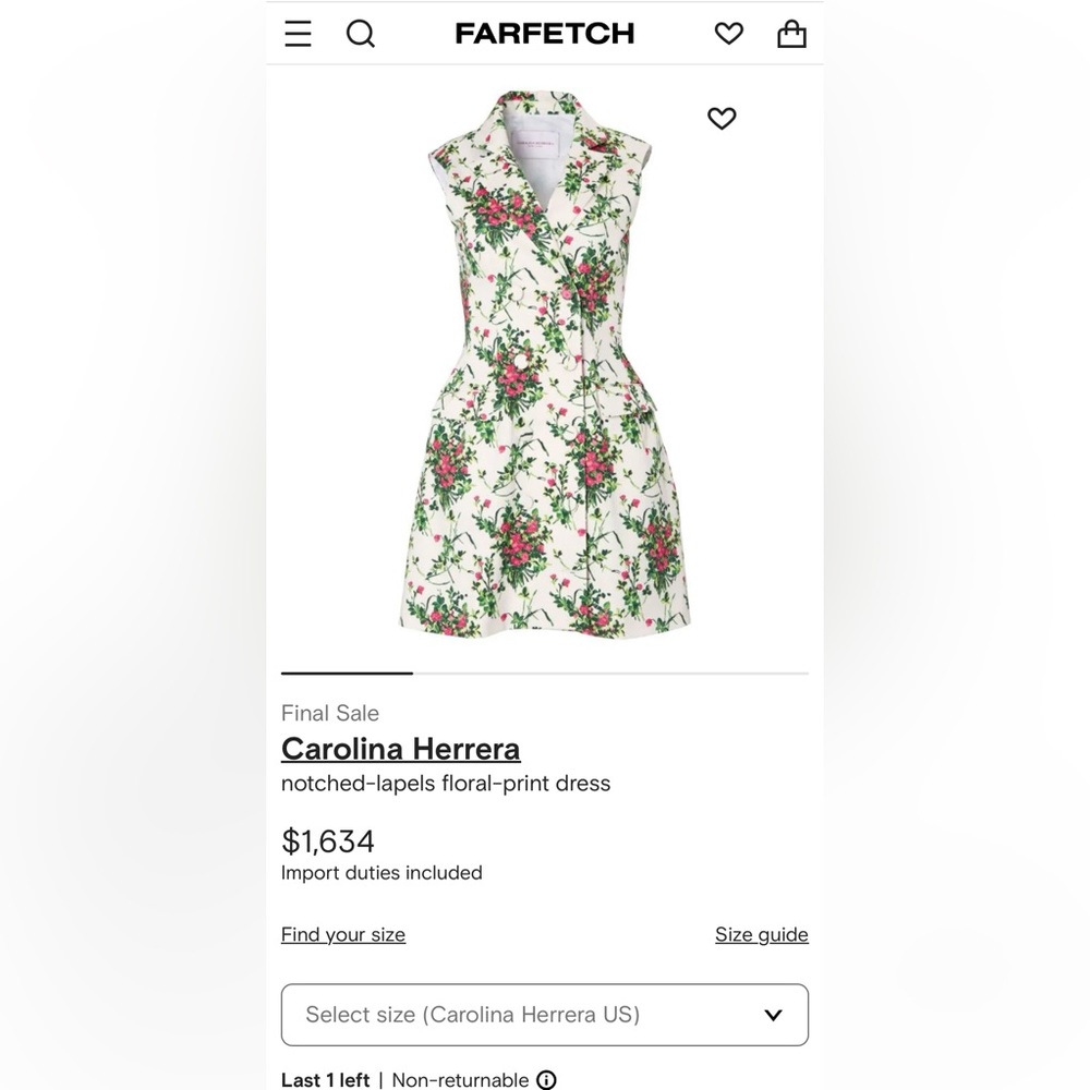 Carolina Herrera White Floral Double Breasted Dress - Picture 5 of 5